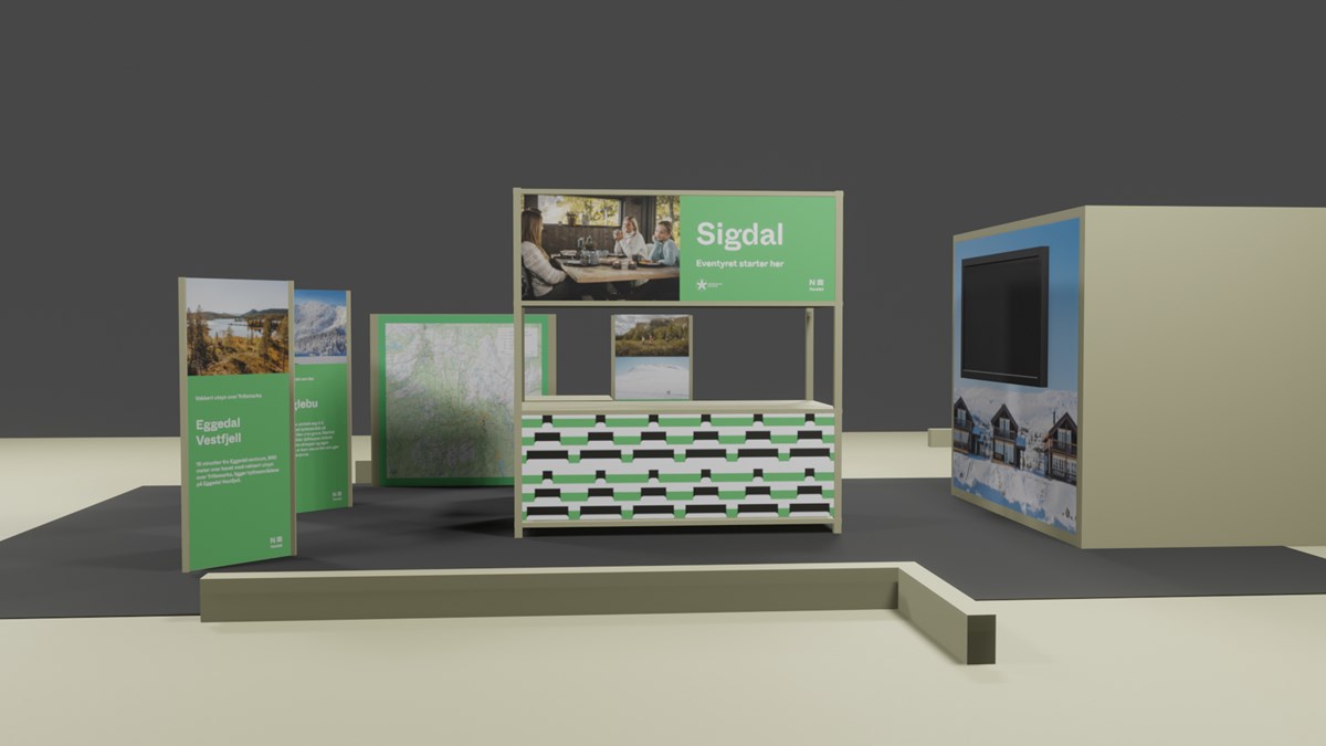 3D-illustrasjon av Sigdals stand.